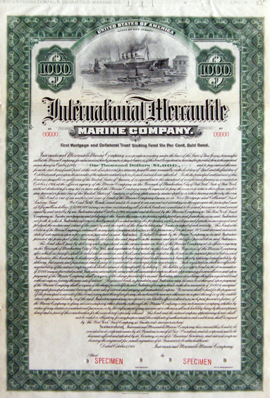 «International Mercantile Marine, 1916, Bond 6% $1'000, Specimen»